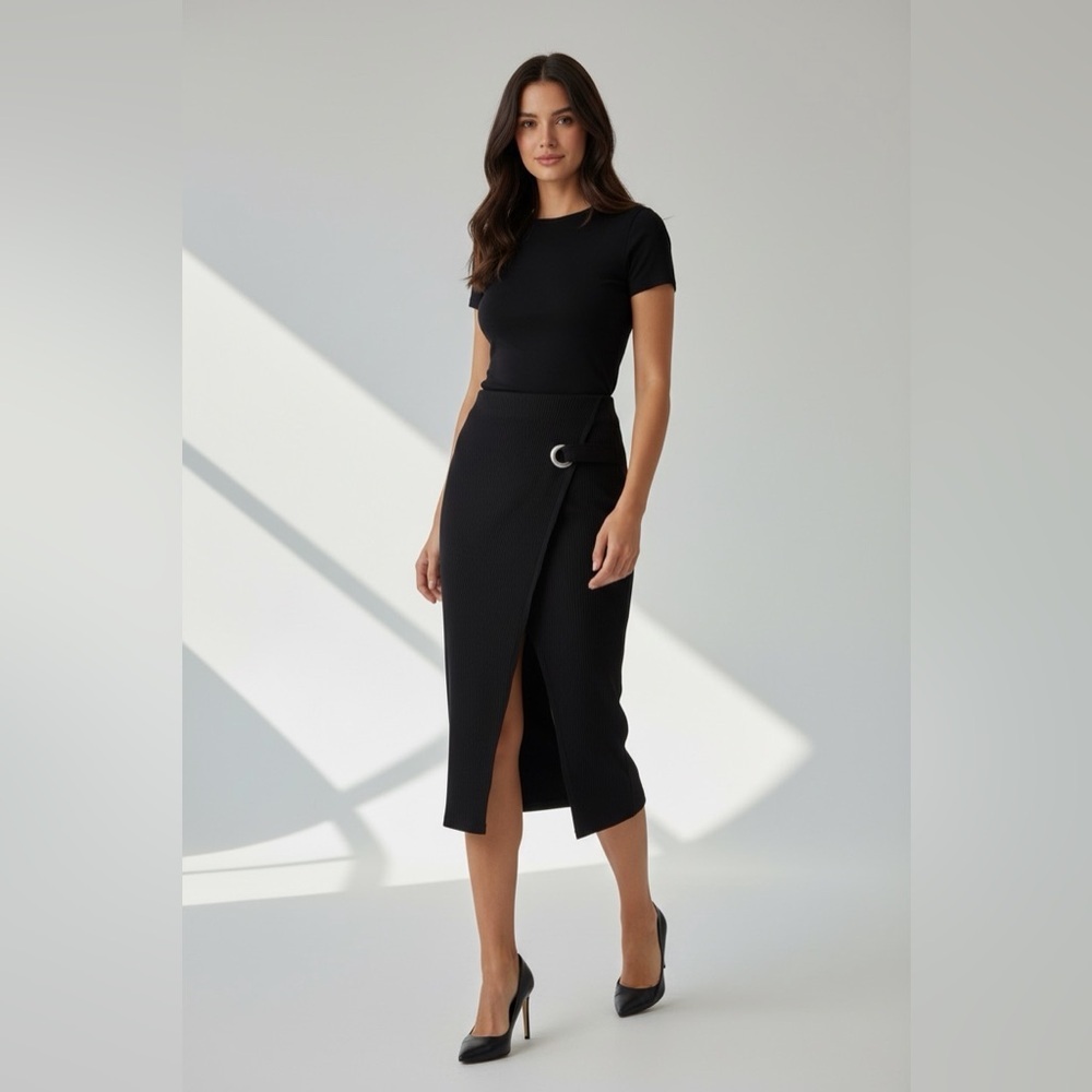 🆕Fashion Nova - Watch Me Walk Away Ribbed Side Slit Pencil Skirt
